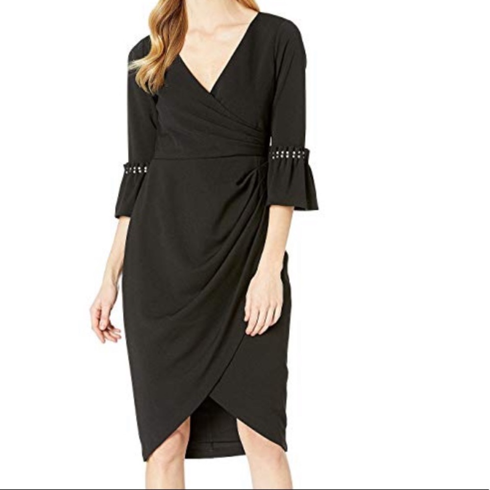 Adrianna Papell Pearl sleeve crepe cocktail dress
